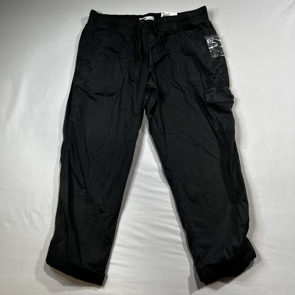 NWT Sonoma Comfort Waist Utility Capri Pants Women's Size 12 Gray Cargo Cotton
